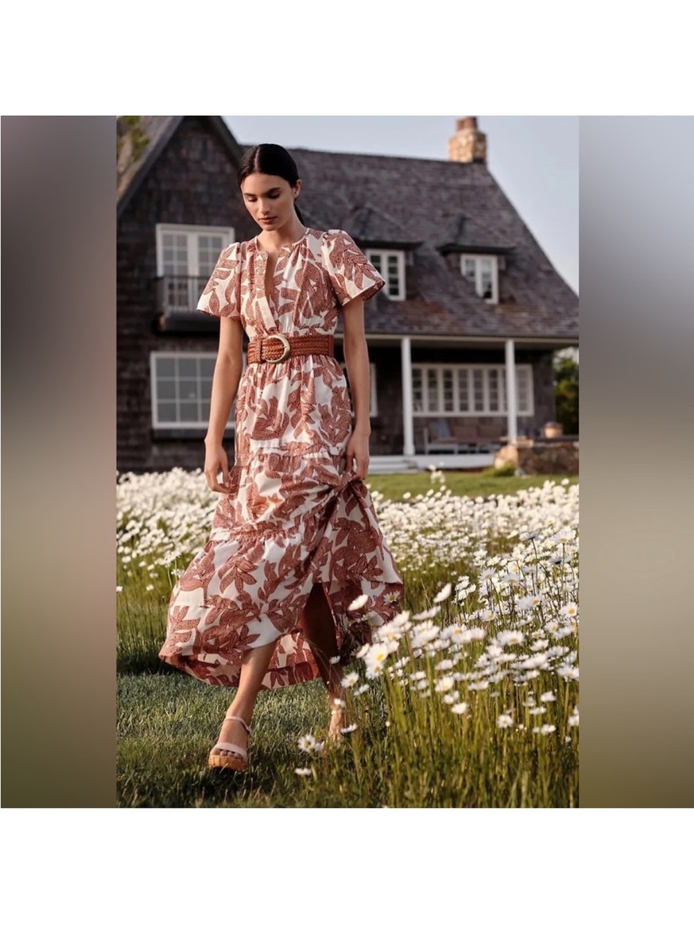 Anthropologie Somerset maxi Flores’s leaf pattern sz. S
